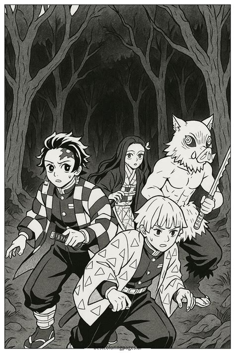 El equipo de Demon Slayer preparándose para la batalla