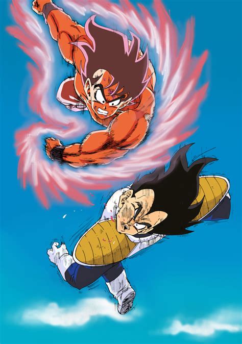 Secuencia de Son Goku usando Kaiōken x4 contra Vegeta