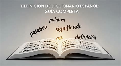 Ilustración conceptual de un diccionario de ideas con conexiones entre palabras.