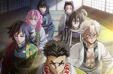 Ilustración de los Hashira en acción