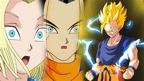 Gohan del futuro en su batalla contra los Androides 17 y 18
