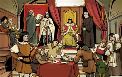 Ilustración de un consejo de nobles reunidos