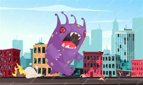 Monstruos atacando una ciudad