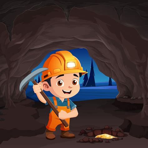 Ilustración de un minero cavando bajo tierra