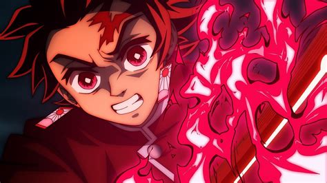 Ilustración de Tanjiro con su espada de color rojo carmesí