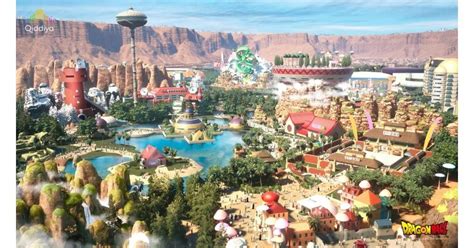 Mapa conceptual del parque temático de Dragon Ball con sus diferentes áreas