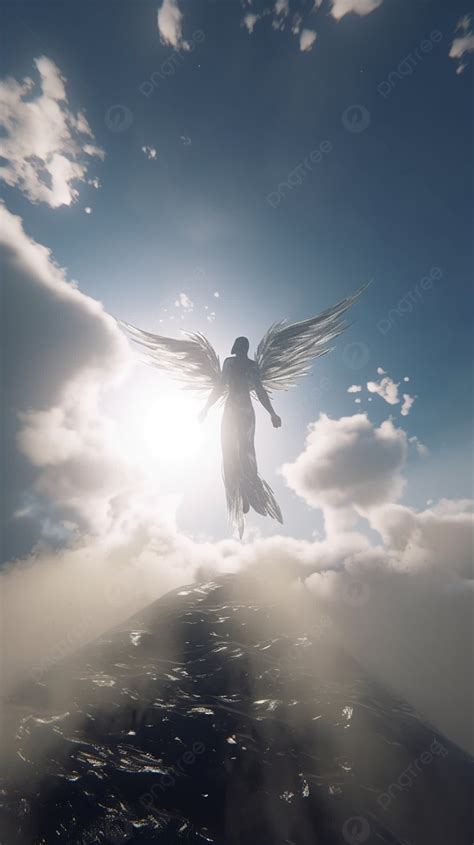Un ángel descendiendo a la tierra