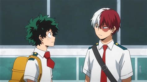 Ilustración de Deku y Todoroki en un estilo de anime
