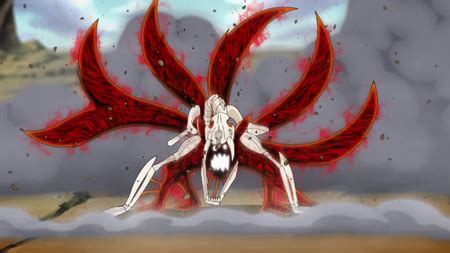 Naruto en modo Seis Colas luchando contra Pain