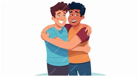 Ilustración de dos hombres abrazándose, uno de ellos con una visible barriga de embarazo.