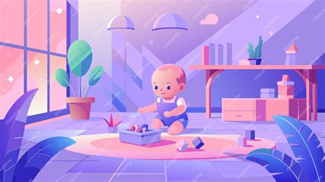 Ilustración de un bebé jugando con un tractor
