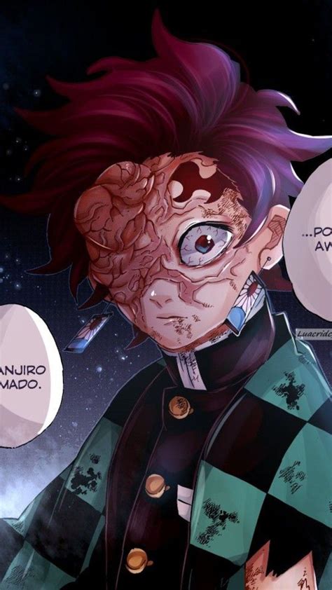 Representación de Tanjiro con su ojo derecho herido