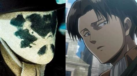 Comparación visual de Levi Ackerman con Rorschach de Watchmen