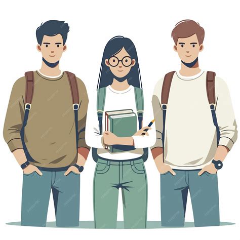 Ilustración de jóvenes estudiantes en primavera