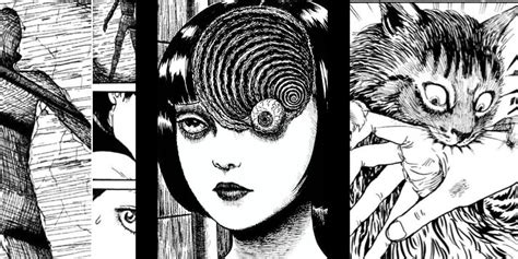 Detalle de arte de Junji Ito mostrando horror y locura