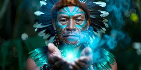 Representación de un chamán misterioso con aura mística