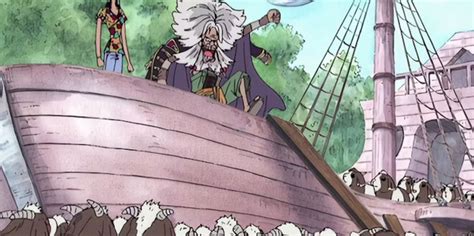 Anciano ayudando a cumplir su sueño de ser pirata en One Piece
