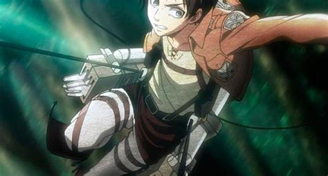 Eren Jaeger utilizando el Equipo de Maniobras Tridimensionales.