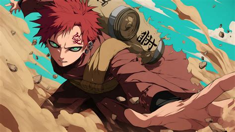 Ilustración de Gaara utilizando su arena para atacar