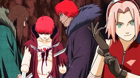 Sasori enfrentándose a Chiyo y Sakura