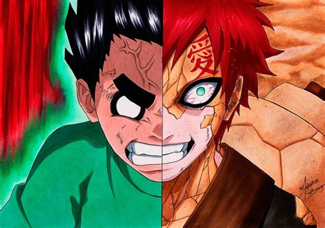 Gaara y Rock Lee en batalla