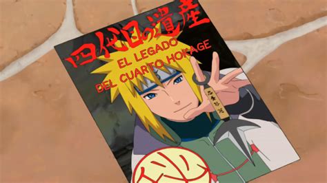 Naruto descubriendo un pergamino del Cuarto Hokage