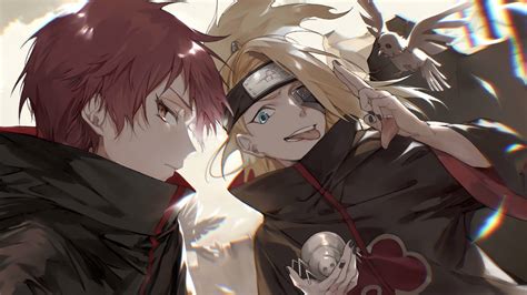 Sasori y Deidara atacando la Aldea de la Arena
