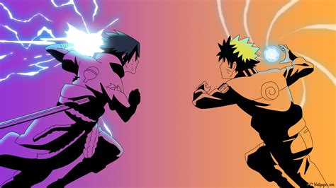 Ilustración de Naruto y Sasuke peleando