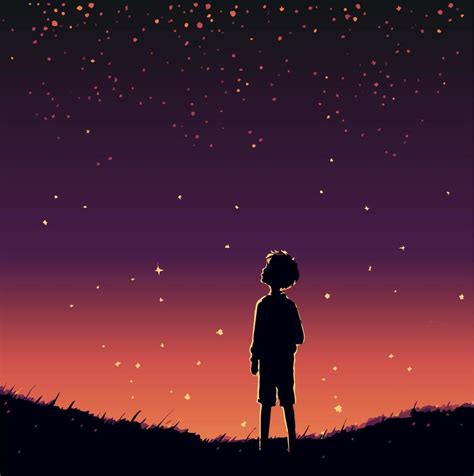 Ilustración de Ichigo Kurosaki mirando las estrellas