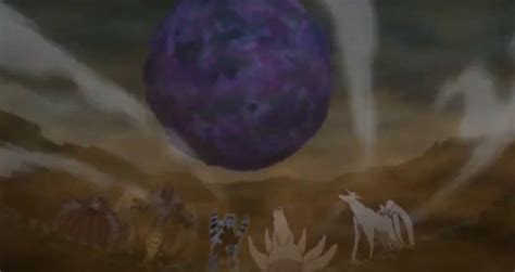 Paisaje destruido por la Bestia con Cola de Naruto