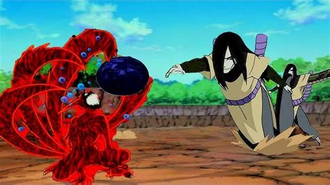 Orochimaru enfrentando a Naruto en su modo de 4 colas
