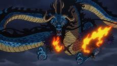 Kaidou transformado en dragón oriental atacando