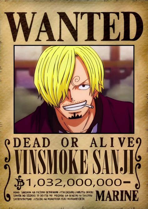 Cartel de recompensa de Vinsmoke Sanji