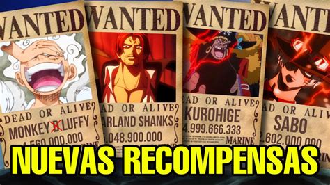 Comparativa de recompensas en One Piece