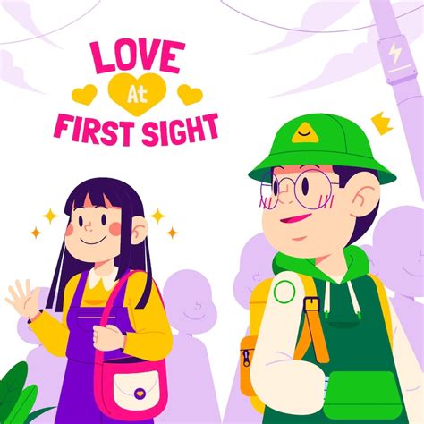 Ilustración de amor a primera vista