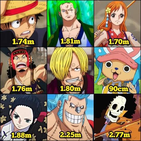 Comparación de altura de los Mugiwara