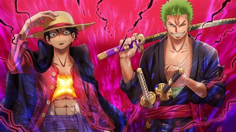 Luffy y Zoro luchando juntos contra Morgan