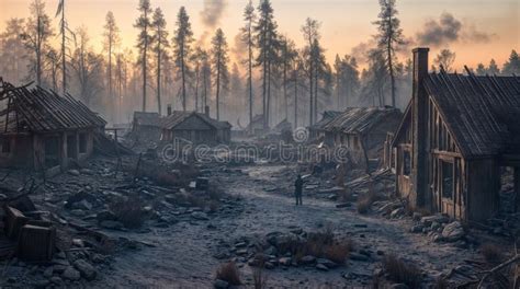 Ruinas de una aldea destruida por un demonio