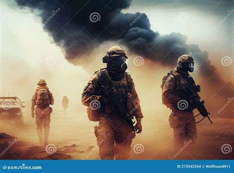 Soldados observando el humo en el muro