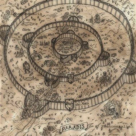 Mapa de la Isla Paradis y el mundo exterior en Attack on Titan