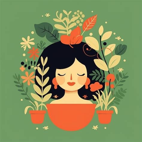 Ilustración de una mujer rodeada de riqueza