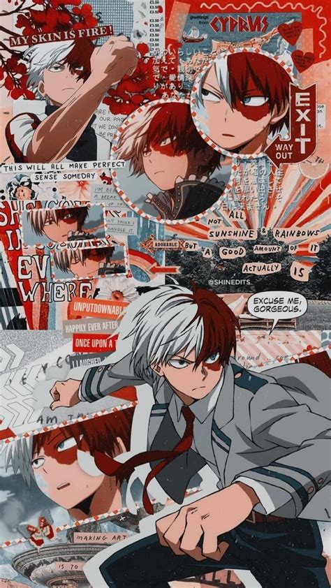 Collage de diferentes fondos de pantalla de Shoto Todoroki