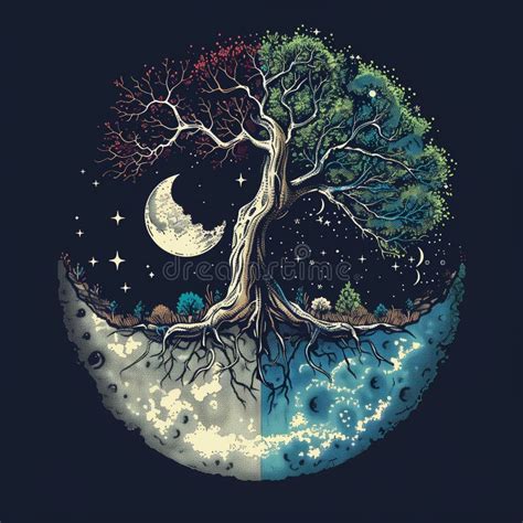 Representación visual del ciclo de vida y muerte con elementos cósmicos