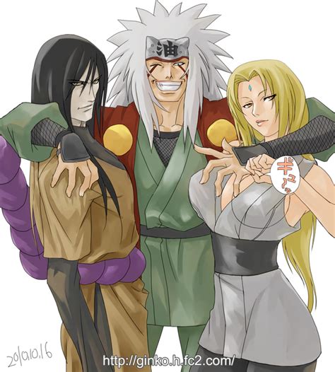 Jiraiya, Orochimaru y Tsunade siendo entrenados por Hiruzen Sarutobi