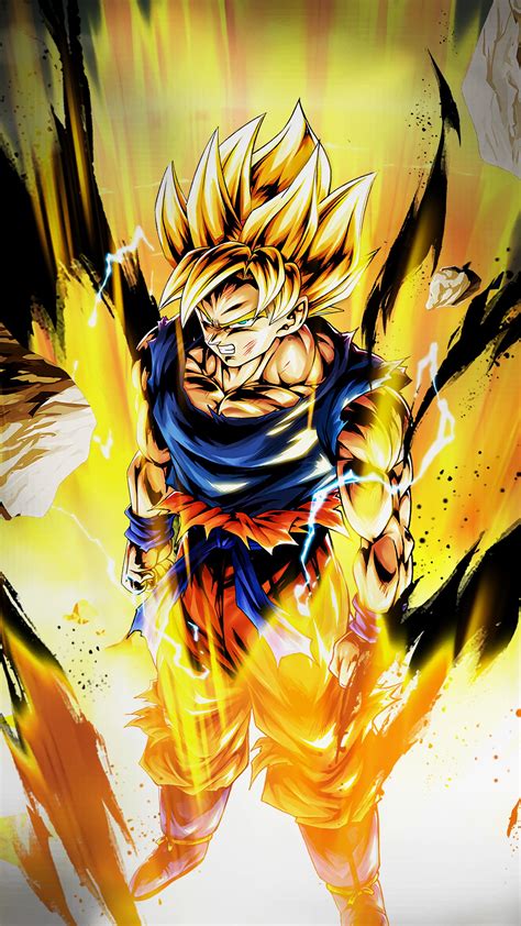 Goku en Super Saiyan con fondo de explosiones