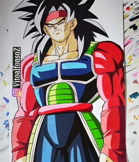 Ilustración de Bardock en su forma base y super saiyajin
