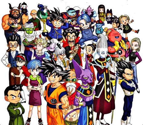 Collage de personajes de Dragon Ball, incluyendo a Bulma