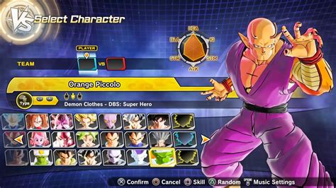 Estadísticas base de un personaje Humano en Xenoverse 2