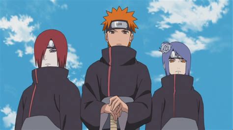 Yahiko, Nagato y Konan como adultos antes de la tragedia