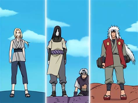 Jiraiya y sus compañeros Sannin: Tsunade y Orochimaru